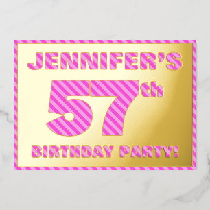 57th Birthday Party — Bold, Fun, Pink Stripes # 57