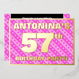 57th Birthday Party — Fun Pink Hearts and Stripes