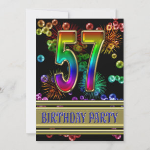 57th Birthday party Invitation with bubbles