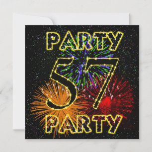 57th birthday party invitation with fireworks