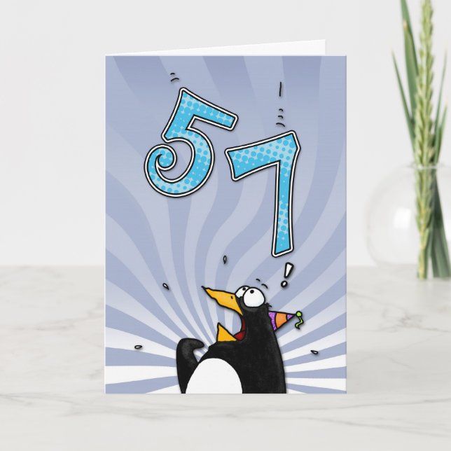 57th Birthday - Penguin Surprise Card (Front)