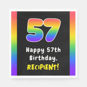 57th Birthday: Rainbow Spectrum # 57, Custom Name Napkin