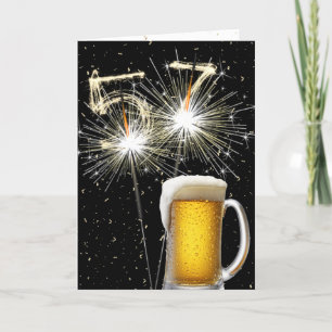 57th Birthday Sparklers With Beer Mug Card