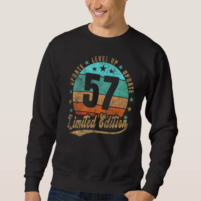 57th Birthday  Update Level Up Vintage Retro Sweatshirt (Front)