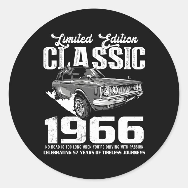 57Th Car Since 1966 For 57 Classic Round Sticker (Front)