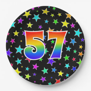 57th Event: Bold, Fun, Colourful Rainbow 57 Paper Plate