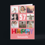 57th Happy Birthday Photo Collage Modern Pink Card<br><div class="desc">57th Happy Birthday Photo Collage Modern Pink Card with personalised name. For further customisation,  please click the "Customise it" button and use our design tool to modify this template.</div>