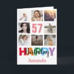 57th Happy Birthday Photo Collage Modern Pink Card<br><div class="desc">57th Happy Birthday Photo Collage Modern Pink Card with personalised name. For further customisation,  please click the "Customise it" button and use our design tool to modify this template.</div>