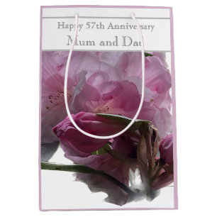57th Wedding Anniversary Pink Rhododendron Medium Gift Bag