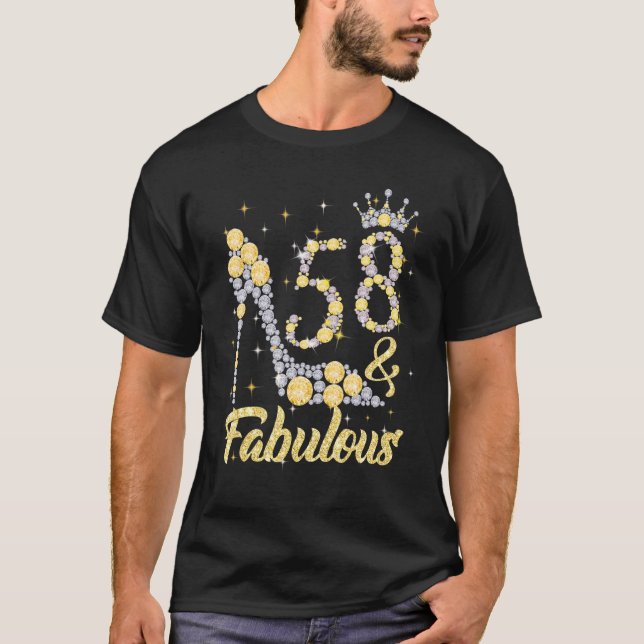 58 & Fabulous 58 Years Old 58th Birthday Diamond C T-Shirt (Front)