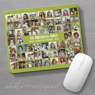 58 Photo Collage Grid with Text - Green Mouse Mat