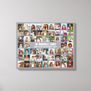 58 Photo Collage Grid with Text - grey Canvas Print