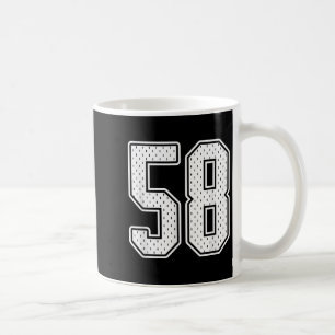 #58 White Vintage Number 58 Sports Fan Jersey Styl Coffee Mug