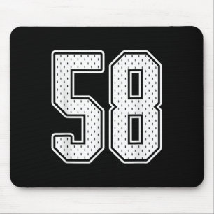 #58 White Vintage Number 58 Sports Fan Jersey Styl Mouse Mat
