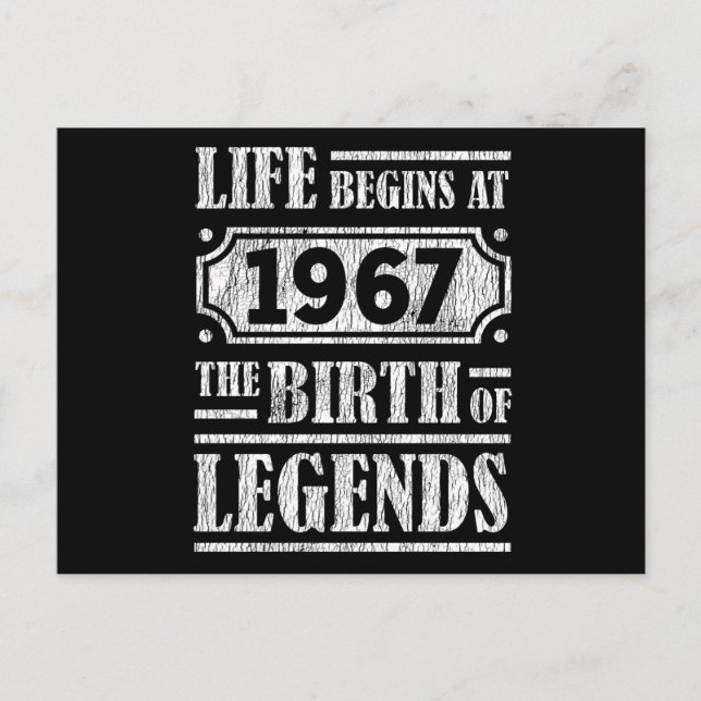 58 Year Old 1967 Birth Of Legend 58th Birthday Postcard (Front)