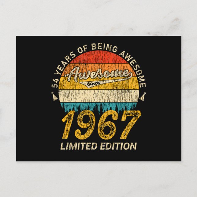 58 Year Old 1967 Retro Awesome 58th Birthday Gift Postcard (Front)