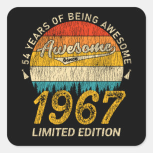 58 Year Old 1967 Retro Awesome 58th Birthday Gift Square Sticker