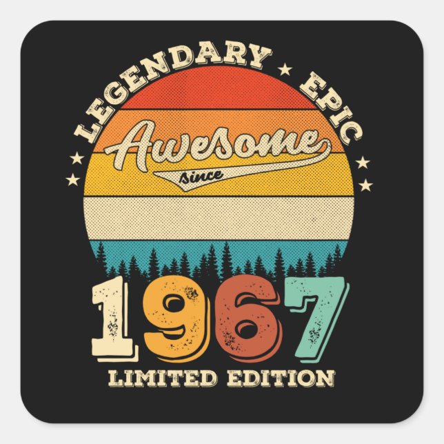 58 Year Old Bday 1967 Awesome 58th Birthday Gift Square Sticker (Front)
