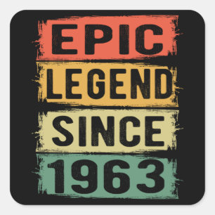 58 Years Old Bday 1963 Epic Legend 59th Birthday Square Sticker