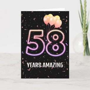 58th Birthday Balloons and Confetti Card