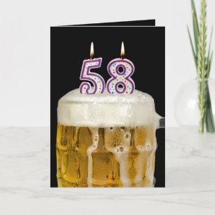 58th Birthday Beer on black Card