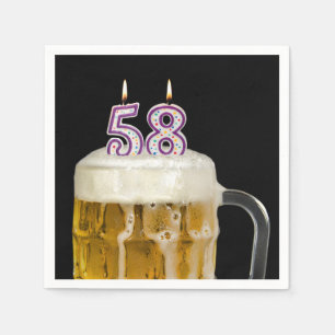 58th Birthday Beer on black Napkin