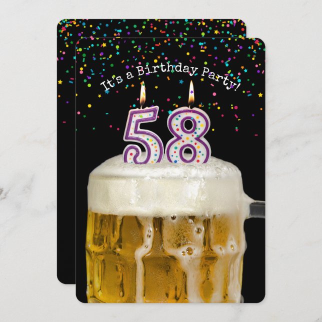 58th Birthday Beer Party Invitation (Front/Back)