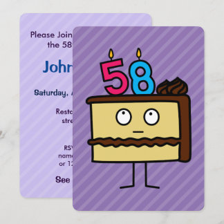 58th Birthday Cake with Candles Invitation