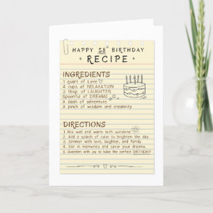 58th Birthday Card For Mum or Daughter
