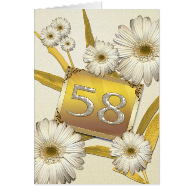 58th Birthday card with daisies. (Front)