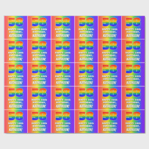 58th Birthday: Colourful, Fun Rainbow Pattern # 58 Wrapping Paper