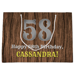 58th Birthday: Country Western Inspired Look, Name Large Gift Bag