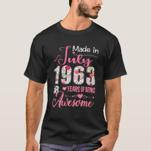 58Th Birthday Floral Gift For Women Born In July 1 T-Shirt