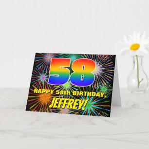 58th Birthday: Fun, Colourful Celebratory Firework Card