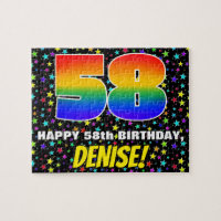 58th Birthday — Fun, Colourful Star Field Pattern