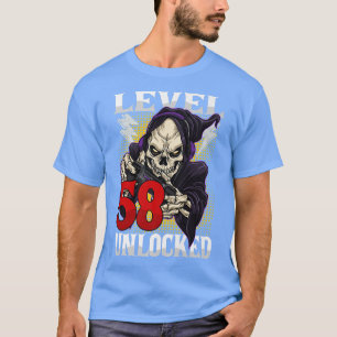 58th Birthday Gamer Skeleton Level 58 Unlocked Gam T-Shirt