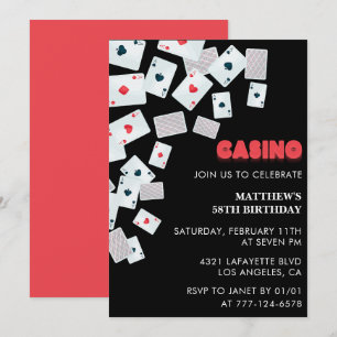 58th birthday invitations Men Poker Casino Vegas