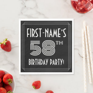 58th Birthday Party: Art Deco Style + Custom Name Napkin