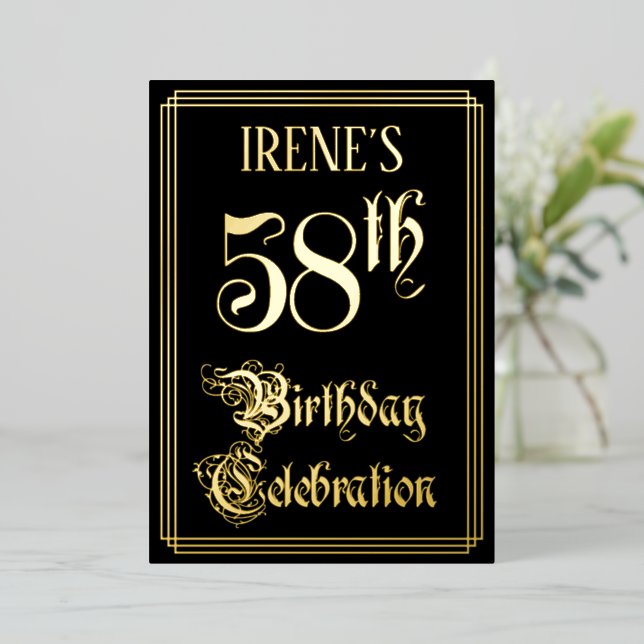 58th Birthday Party — Fancy Script & Custom Name (Standing Front)