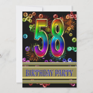 58th Birthday party Invitation with bubbles