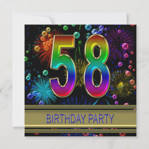 58th Birthday party Invitation with bubbles