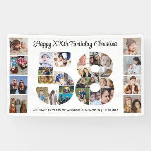 58th Birthday Party Number 58 Photo Collage Banner