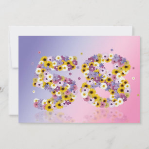 58th Birthday party, with flowered letters Invitation