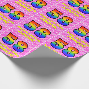 58th Birthday: Pink Stripes & Hearts, Rainbow # 58 Wrapping Paper
