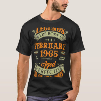 58th Birthday Vintage Legends Born In February 196 T-Shirt