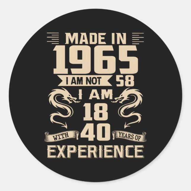 58Th Dragon Made In 1965 58 Classic Round Sticker (Front)