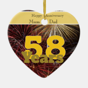 58th Wedding Anniversary    Ceramic Tree Decoration