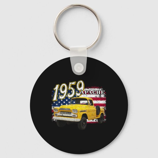 59 Apache Truck 4th Of July American  Key Ring (Front)