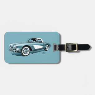 59 Corvette Blue Background Luggage Tag