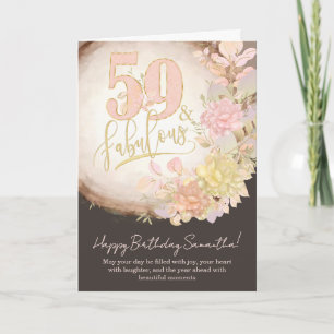 59 & Fabulous Floral Photo Personalized Birthday Card